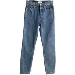 Re/done Women Size 26 Blue WW84 High Rise Ankle Crop Button Fly Jeans Pants